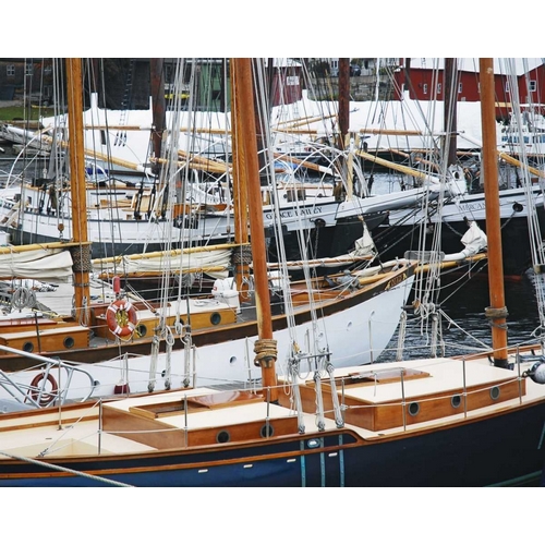 USA, Maine, Camden Sailboats in harbor